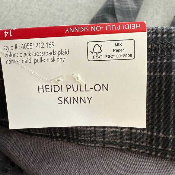 NEW! Nine West Heidi Pull On Pants Skinny 14 MSRP $59.50 Black & Gray Cotton Ble - Picture 2 of 14